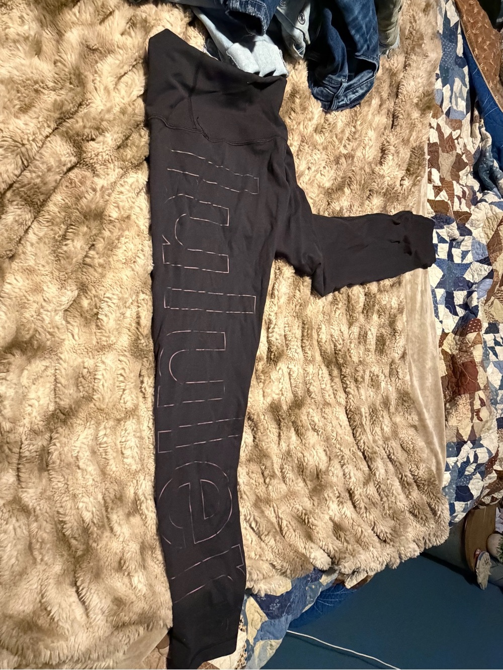 lululemon athletica Black Leggings with Tone-on-Tone Side Logo